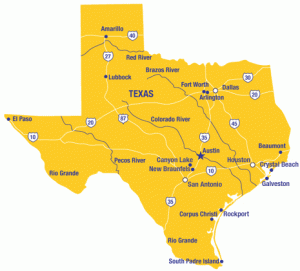 A map of the state of Texas.