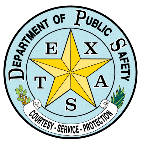 Logo f orthe Texas Department of Public safety with a golden star in the middle.