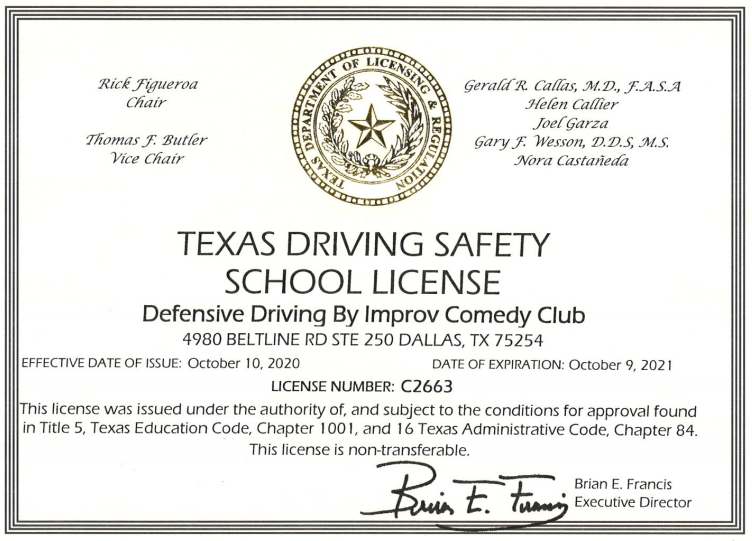 Defensive Driving Course Online Texas Printable Certificate